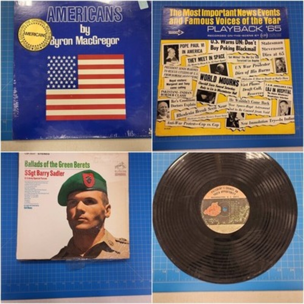 Lot of 4 Patriotic Vinyl Records LP Americans Audio Ballads Barry Berets Byron